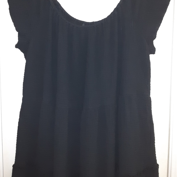 3x Attitudes by Renee Petite Riviera Sand Peasant Maxi Dress in Black - Picture 4 of 5